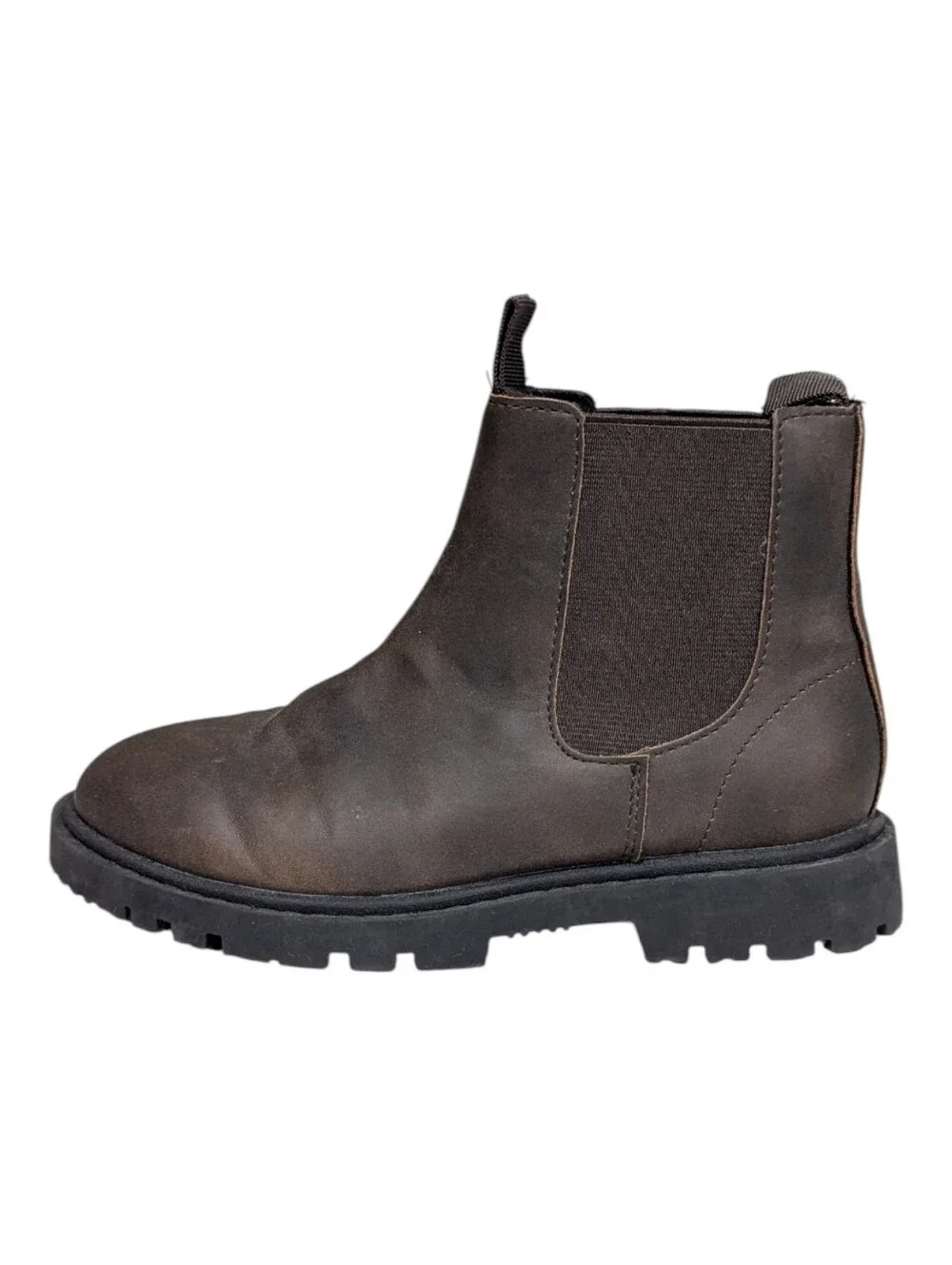 Zara Kids Brown Chelsea Boots Pull On Elastic Sides Fall Winter Boys Size 31 13